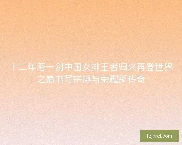 十二年磨一剑中国女排王者归来再登世界之巅书写拼搏与荣耀新传奇